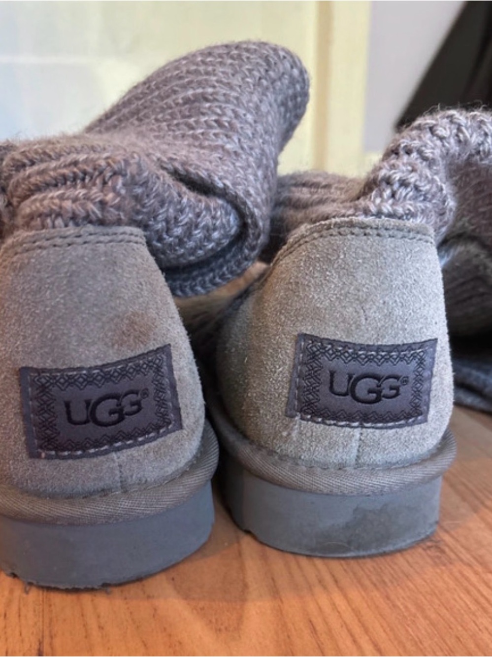 UGG Grey Knit Cuff Short Boot